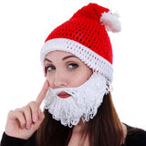 Women/Men's Crochet Beanie Hat w/Beard Wind Guard