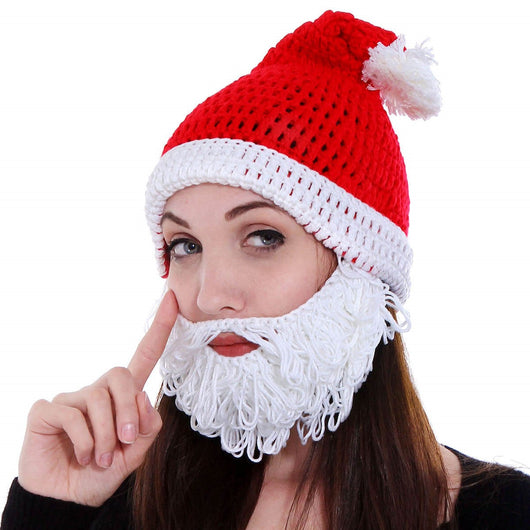 Women/Men's Crochet Beanie Hat w/Beard Wind Guard