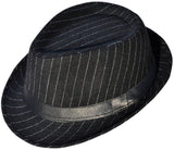 Unisex Structured Gangster Trilby Felt Pinstripe Fedora Hat
