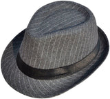 Unisex Structured Gangster Trilby Felt Pinstripe Fedora Hat