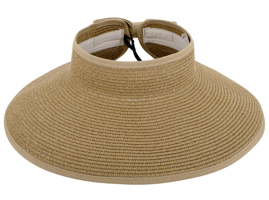 Women Roll Up Foldable Wide Brim Sun Visor Straw Hat Simplicity