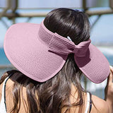 Women Roll Up Foldable Wide Brim Sun Visor Straw Hat