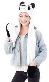 Ladies' Winter 3-in-1 Multi-Functional Animal Hat, Scarf, Mitten Combo