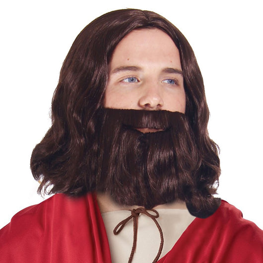 Jesus Brown Full Wavy Wig With Beard Set and Free Wig Cap