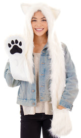 Ladies' Winter 3-in-1 Multi-Functional Animal Hat, Scarf, Mitten Combo
