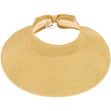 Women Roll Up Foldable Wide Brim Sun Visor Straw Hat