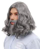 Jesus Brown Full Wavy Wig With Beard Set and Free Wig Cap
