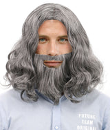 Jesus Brown Full Wavy Wig With Beard Set and Free Wig Cap