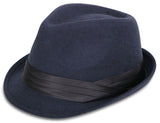 Unisex Short Brim Structured Gangster Trilby Felt Fedora Hat