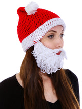 Women/Men's Crochet Beanie Hat w/Beard Wind Guard