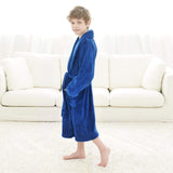 Boys Girls Soft Plush Collar Robe Bathrobe