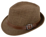 Unisex Panama Style Trilby Fedora Straw Sun Hat with Leather Belt