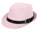 Unisex Panama Style Trilby Fedora Straw Sun Hat with Leather Belt