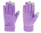 Ladies' 3 Fingers Touchscreen Cable Knit Winter Gloves