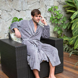 Unisex Luxurious Plush Kimono Bathrobe with Side Pockets