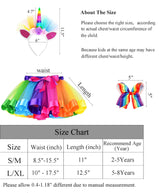 Girls Rainbow Tutu Skirt w/ Unicorn Headband & Hair Bow