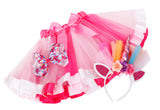 Girls Rainbow Tutu Skirt w/ Unicorn Headband & Hair Bow