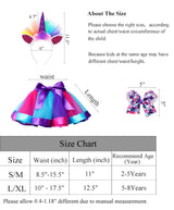 Girls Rainbow Tutu Skirt w/ Unicorn Headband & Hair Bow