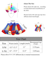 Girls Rainbow Tutu Skirt w/ Unicorn Headband & Hair Bow