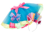 Girls Rainbow Tutu Skirt w/ Unicorn Headband & Hair Bow