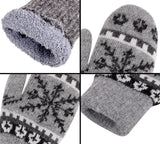 Women's Winter 2 Pairs Accessory Snowflake Mittens & Gloves Set