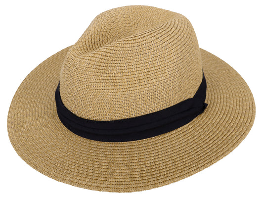 Summer Panama Hat Men Women Straw Fedora Beach Travel Wide Brim