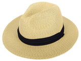 Summer Panama Hat Men Women Straw Fedora Beach Travel Wide Brim Sun Cap
