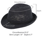 Unisex Lightweight Packable Foldable Straw Fedora Hat Beach Sun Hat