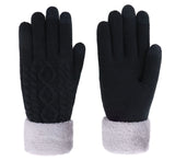 Ladies' 3 Fingers Touchscreen Cable Knit Winter Gloves
