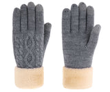 Ladies' 3 Fingers Touchscreen Cable Knit Winter Gloves