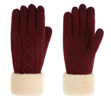 Ladies' 3 Fingers Touchscreen Cable Knit Winter Gloves