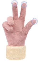 Ladies' 3 Fingers Touchscreen Cable Knit Winter Gloves