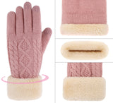 Ladies' 3 Fingers Touchscreen Cable Knit Winter Gloves