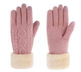 Ladies' 3 Fingers Touchscreen Cable Knit Winter Gloves