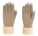 Ladies' 3 Fingers Touchscreen Cable Knit Winter Gloves