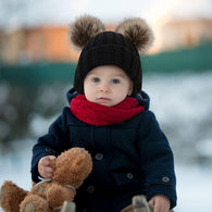 Kids Pom Pom Hat Fleece Girls Winter Beanie Hat