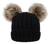 Kids Pom Pom Hat Fleece Girls Winter Beanie Hat