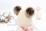 Kids Pom Pom Hat Fleece Girls Winter Beanie Hat