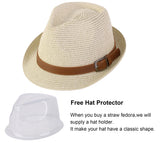 Unisex Panama Style Trilby Fedora Straw Sun Hat