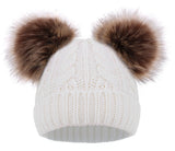 Kids Pom Pom Hat Fleece Girls Winter Beanie Hat