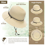 Women's Wide Brim Straw Sun Hat with Lanyard