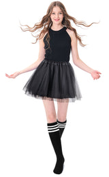 Adult Costume Accessories Set Women's Classic 4 layered Tulle Tutu Skirt Tube Socks