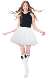 Adult Costume Accessories Set Women's Classic 4 layered Tulle Tutu Skirt Tube Socks