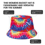 Tie Dye Bucket Hat for Women&Man Reversible Outdoor Beach Sun Hat