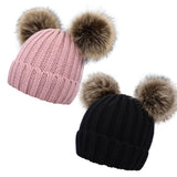 Kids Knit Beanie Hat Pom Pom Toddler Winter Hat