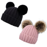 Kids Knit Beanie Hat Pom Pom Toddler Winter Hat