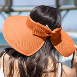 Women Roll Up Foldable Wide Brim Sun Visor Straw Hat