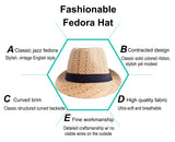 Men/Women Summer Short Brim Straw Fedora