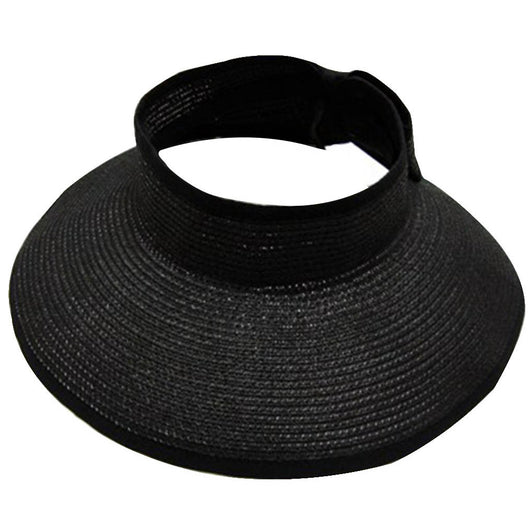 Women's Wide Brim Sun Hats Roll-Up Foldable Straw Golf Visor Hat