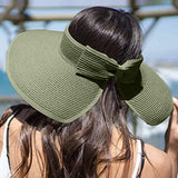 Women Roll Up Foldable Wide Brim Sun Visor Straw Hat